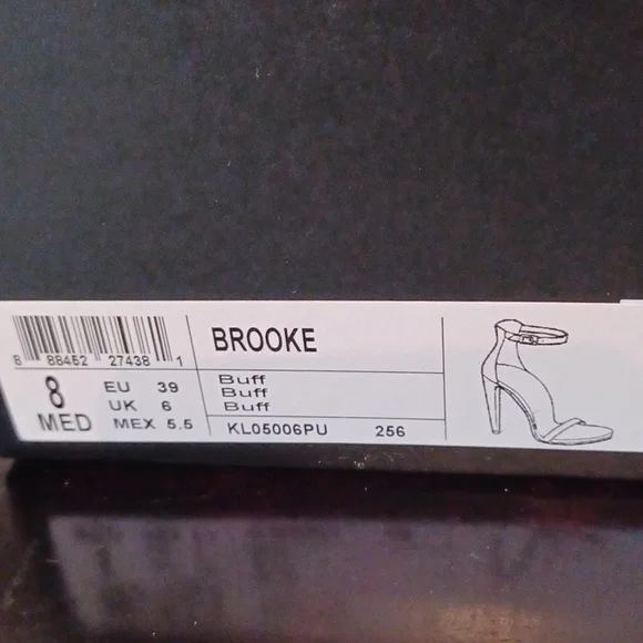 Kenneth Cole sz 8 Beige gold trim sole 4 inch open toe Ankle Strap Heel - Picture 10 of 10